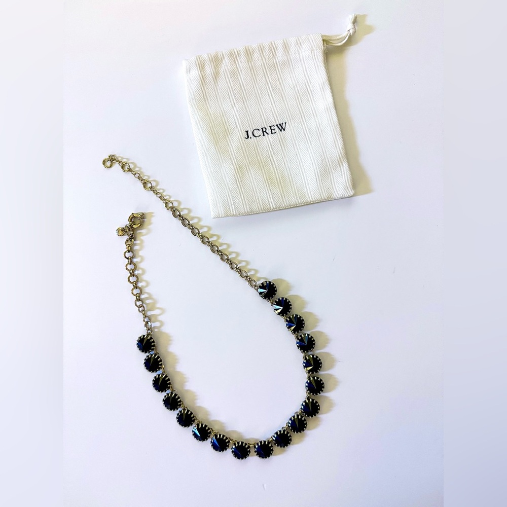 J. Crew Gold Tone Necklace with Navy Blue Accents